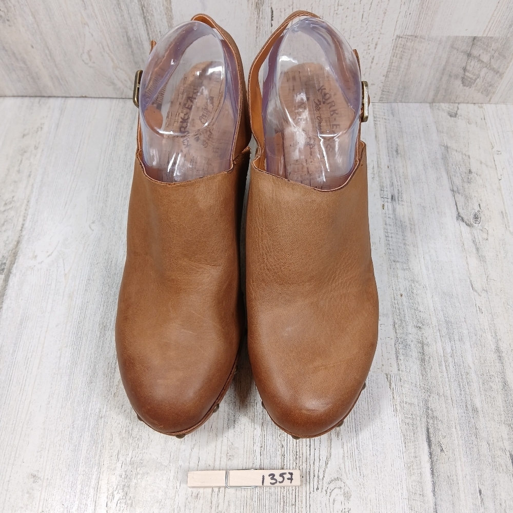 New Kork Ease Darby Brown Leather Studded Slingback Block Heel Clogs #1357 - Picture 10 of 10